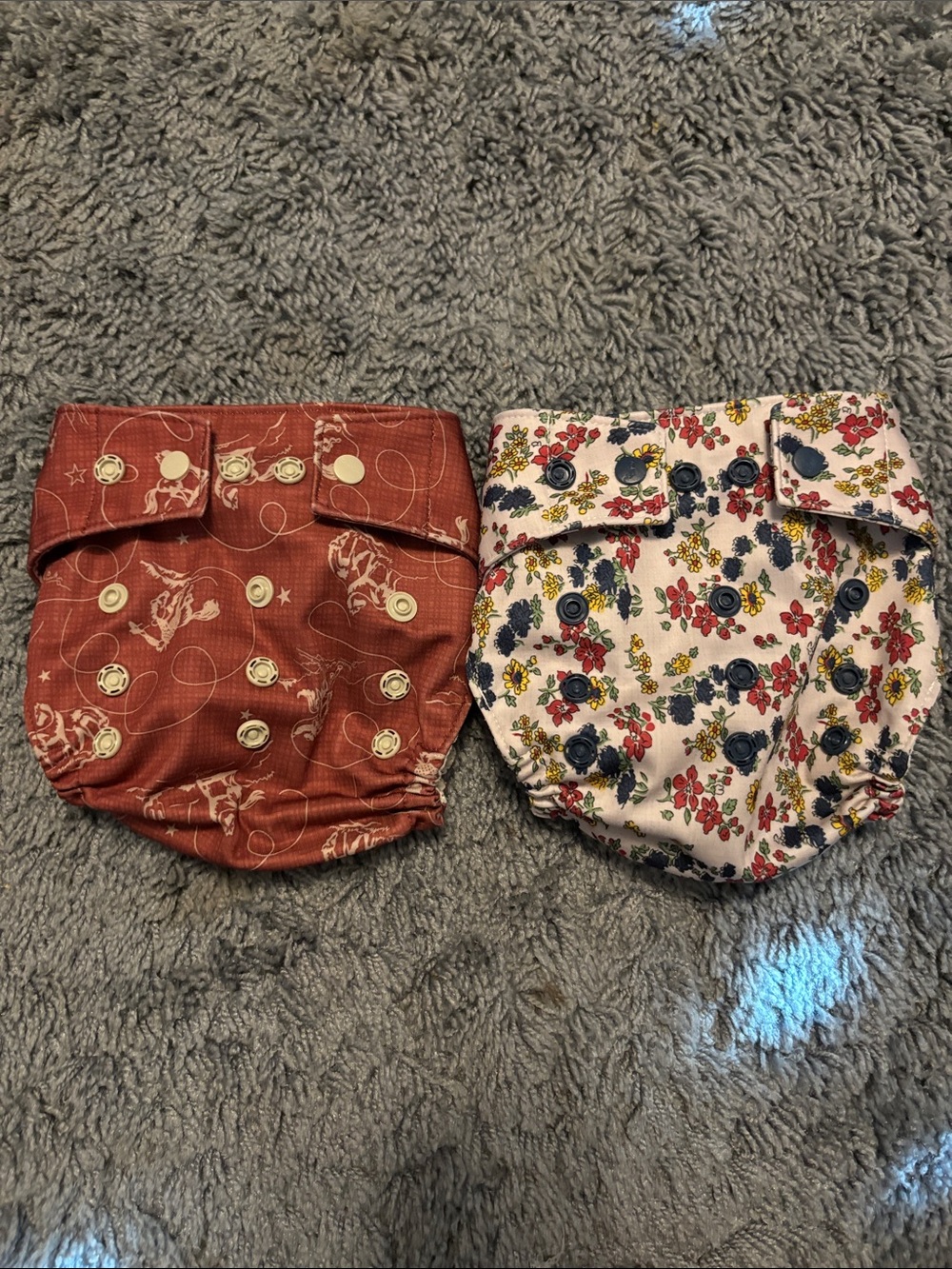 GroVia Hybrid Cloth Diaper Shells Snap Covers Lot of 2 Floral Cowboy